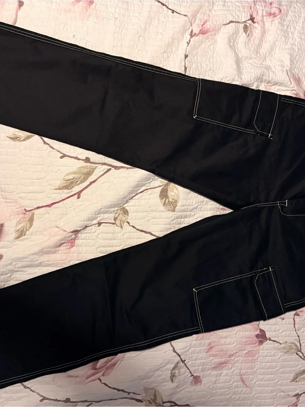 True Religion Black Jeans with White Contrast Stitching and Label Detailing